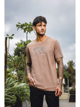 ONE SKY - Brown Regular Fit Round Neck T-Shirt