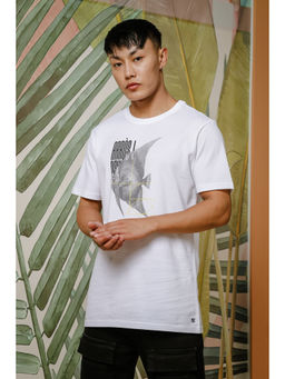 ONE SKY - White Regular Fit Round Neck T-Shirt