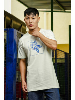 ONE SKY - White Regular Fit Round Neck T-Shirt