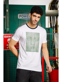 ONE SKY - White Regular Fit Round Neck T-Shirt