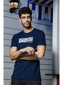 ONE SKY - Navy Blue Regular Fit Round Neck T-Shirt