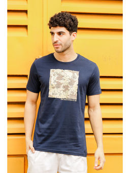 ONE SKY - Navy Blue Regular Fit Round Neck T-Shirt