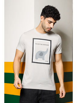 ONE SKY - Grey Regular Fit Round Neck T-Shirt