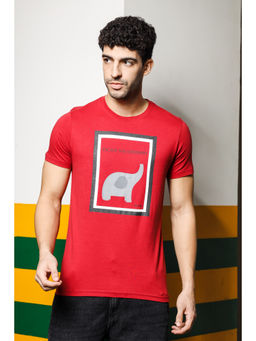 ONE SKY - Red Regular Fit Round Neck T-Shirt