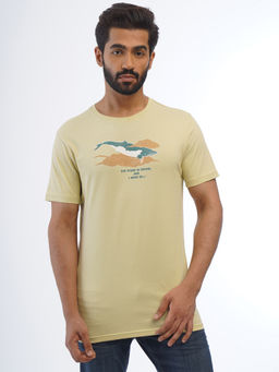 ONE SKY - Beige Regular Fit Round Neck T-Shirt