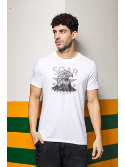 ONE SKY - White Regular Fit Round Neck T-Shirt