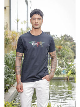 ONE SKY - Black Regular Fit Round Neck T-Shirt