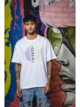 ONE SKY - White Regular Fit Round Neck Baggy T-Shirt