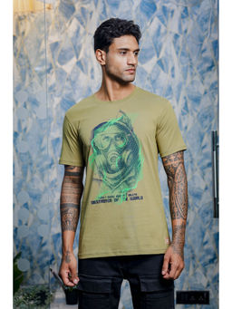 ONE SKY - Olive Regular Fit Round Neck T-Shirt