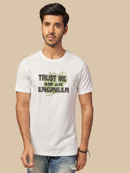 ONE SKY - White Regular Fit Round Neck T-Shirt