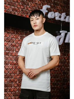 ONE SKY - White Regular Fit Round Neck T-Shirt