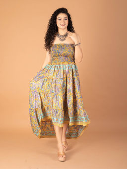 BOHOLYFE - Sunshine Serenade Off Shoulder Midi Dress - Yellow