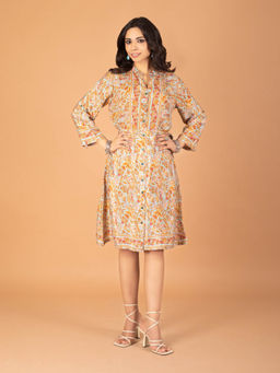 BOHOLYFE - Chic Floral Fusion Dress Knee Length Dress - Yellow