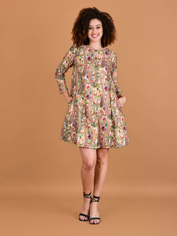 BOHOLYFE - Ivory Cascade A-Line Short Mini Dress - Multi-Color