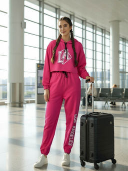 Sera - Trendy Fuchsia Cord Set for Women - Pink