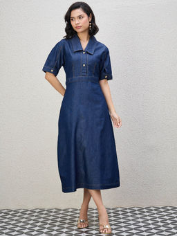 Kibo - Women Western Wear Navy Blue Mid Dress
