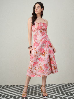 Kibo - Women Western Wear Peach Mid Dress