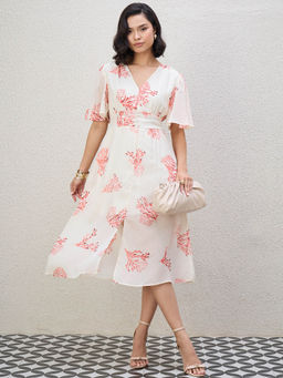 Kibo - Women Western Wear Off White Mid Dress