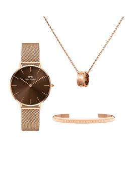 Daniel Wellington - Amber 32mm Brown Dial Watch Women Gift Set (Set of 3)