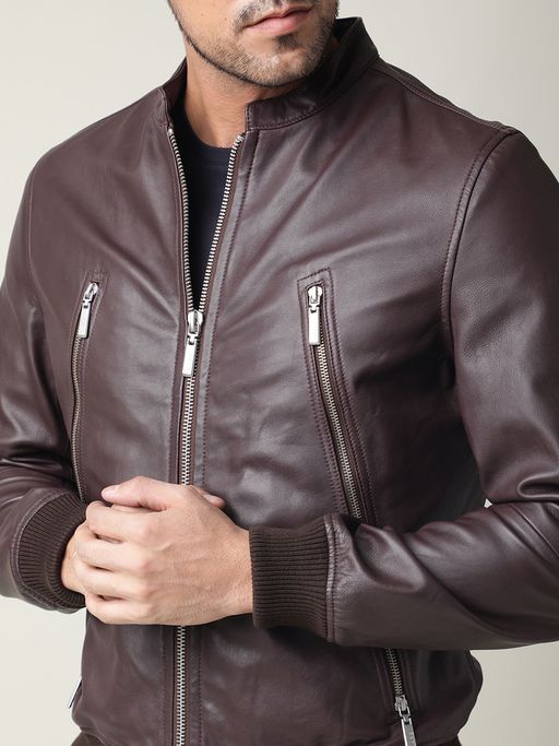 Brown Jacket Rare Rabbit Leather Jackets Buy RARE RABBIT Oren