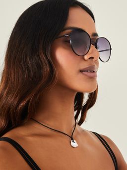 Accessorize London - Womens Black Rim Aviator Sunglasses