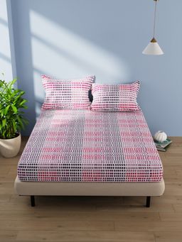 BIANCA - Cotton Double Bedsheet With Pillow Covers (Amolina) Grape Purple /Fuchsia (Queen)