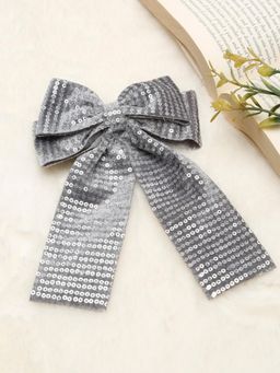 Stol'N - Bow Detailed sequin Hair Clip-Grey