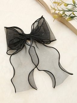 Stol'N - Bow Detailed net Hair Clip-Black