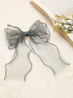 Stol'N - Bow Detailed net Hair Clip-Grey