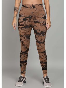 Kobo - Brown Abstract Printed Women Tights