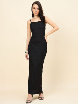 AAYU - Black Lycra Sleeveless Bodycon Maxi Dress
