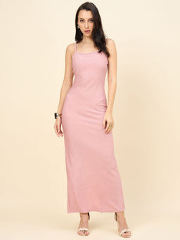 AAYU - Pink Lycra Sleeveless Bodycon Maxi Dress