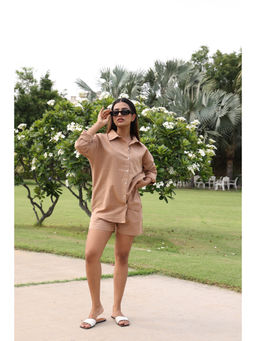Sugnaa - Brown Oversized Cotton Brown Co-Ord Set