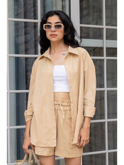 Sugnaa - Khaki Oversized Cotton Co-Ord Set