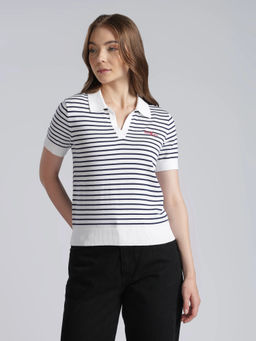Tommy Hilfiger - Regular Fit Cotton White Polo Collar Sweater