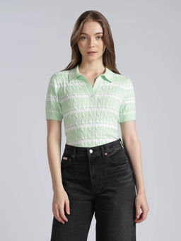 Tommy Hilfiger - Regular Fit Cotton Green Polo Collar Sweater
