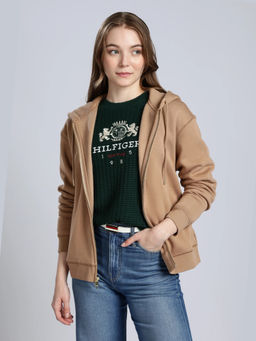 Tommy Hilfiger - Relaxed Fit Cotton Hooded Neck beige Sweatshirt