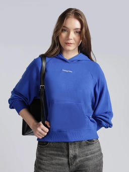 Tommy Hilfiger - Regular Fit Cotton Hooded Neck Blue Sweatshirt