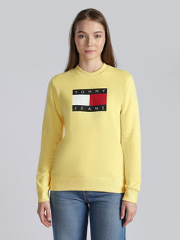 Tommy Hilfiger - Regular Fit Cotton Round Neck Yellow Sweatshirt