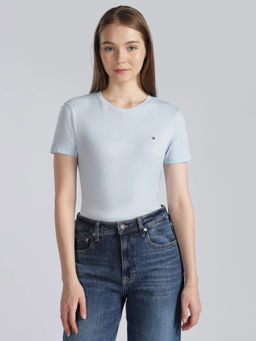 Tommy Hilfiger - Blue Solid Regular Fit Cotton T-Shirt