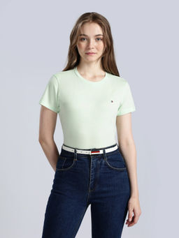 Tommy Hilfiger - green Solid Regular Fit Cotton T-Shirt
