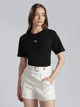 Tommy Hilfiger - Black Solid Relaxed Fit Cotton T-Shirt