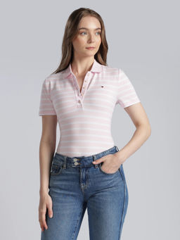 Tommy Hilfiger - Striped Regular Fit Cotton Polo T-Shirt
