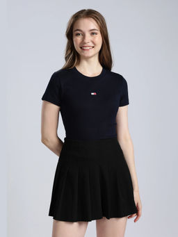 Tommy Hilfiger - Solid Regular Fit Cotton Navy Blue T-Shirt