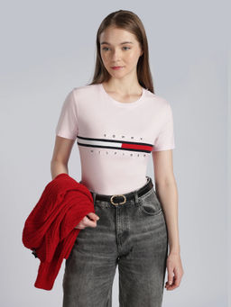 Tommy Hilfiger - Logo Regular Fit Cotton Pink T-Shirt