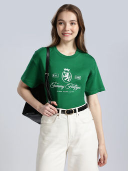 Tommy Hilfiger - Logo Regular Fit Cotton Green T-Shirt