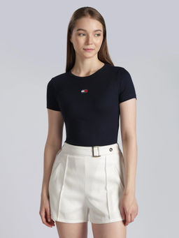 Tommy Hilfiger - Solid Slim Fit Cotton navy Blue T-Shirt