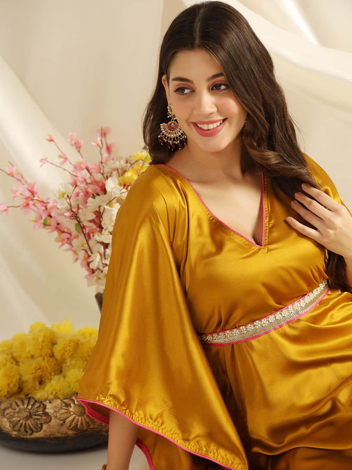 slim fit dress slacks Arabian Kaftan Golden Embroidered Dress – Maxim Creation