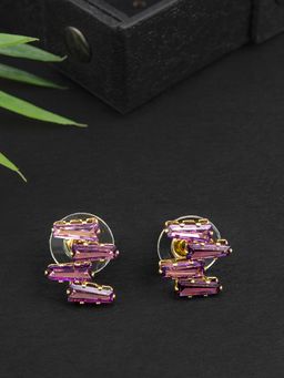 E2O - Self Design Gold Plated Beads Embellished Stud Earring