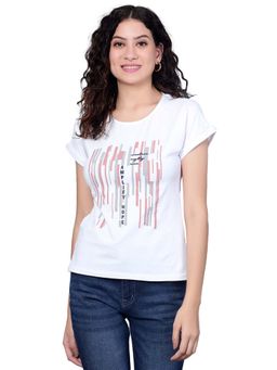 Cantabil - Women White Printed Casual T-Shirt